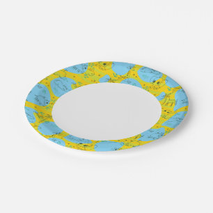 Animals playing baby pattern background paper plates