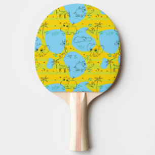 Animals playing baby pattern background Ping-Pong paddle