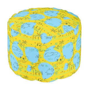 Animals playing baby pattern background pouf