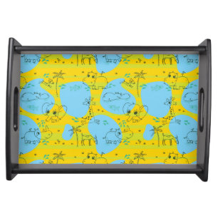 Animals playing baby pattern background serving tray