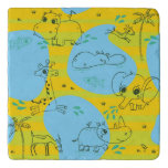 Animals playing baby pattern background trivet