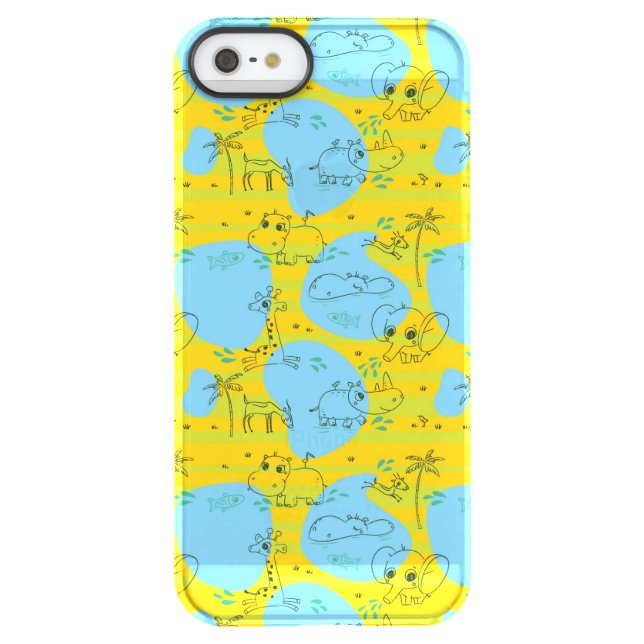 Animals playing baby pattern background uncommon iPhone case (Back)