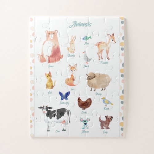 Animals Poster Printable Wall Art Educational Jigsaw Puzzle