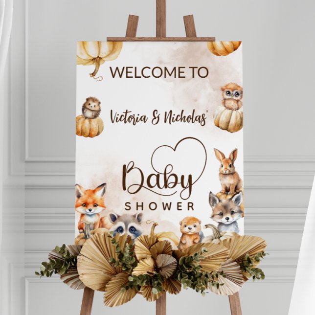Animals & Pumpkin Rustic Baby Shower Welcome Sign (Creator Uploaded)