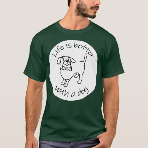Animals Quote Disc Life is Better with a Dog T_Shirt