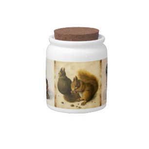 ANIMALS / RABBIT ,OWL AND SQUIRRELS CANDY JAR