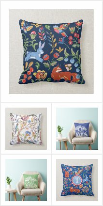 Animals, Rabbits, Birds, Nature and Floral Pillows
