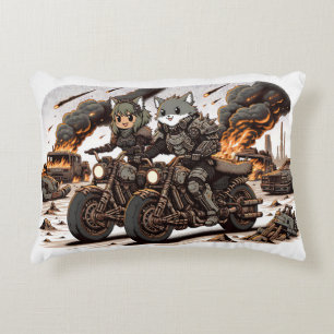Animals ride a motorcycle accent pillow