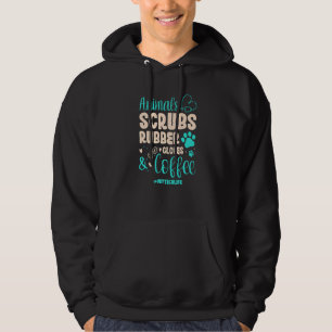 Animals Scrubs Rubber Gloves And Coffee Animal Res Hoodie