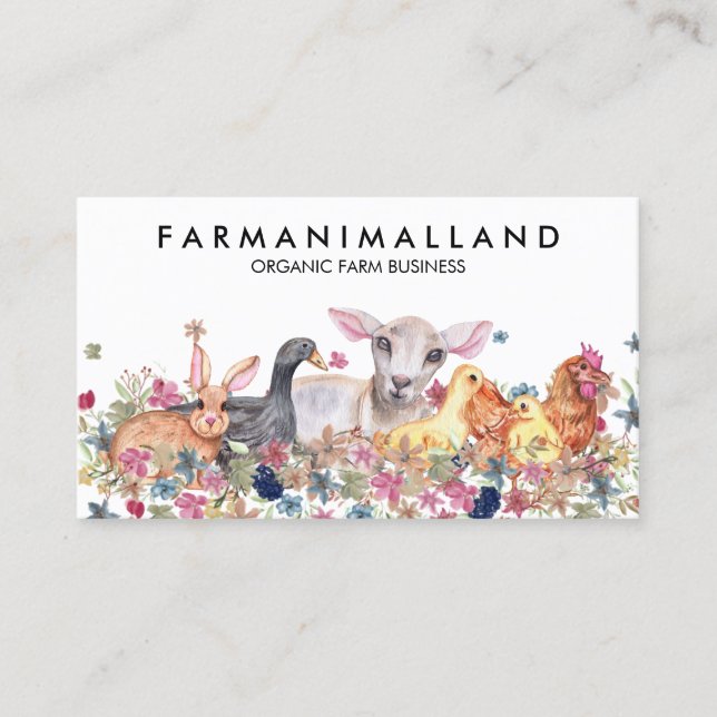 Animals Sheep duck rabbit chicken farmhouse logo Business Card (Front)