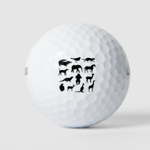 Animals Silhouettes Drawing Alligator Bird Cat Golf Balls