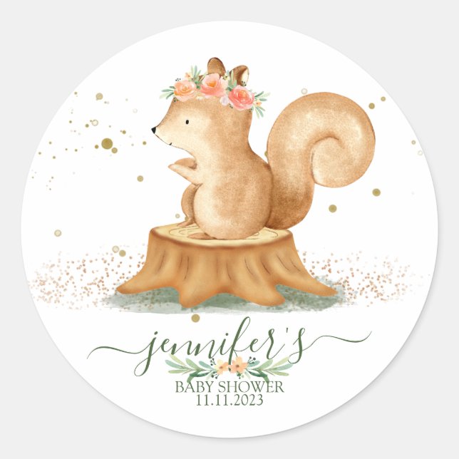 Animals Squirrel Family wildlife Classic Round Sticker (Front)
