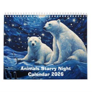 Animals Starry Night 2026 Calendar