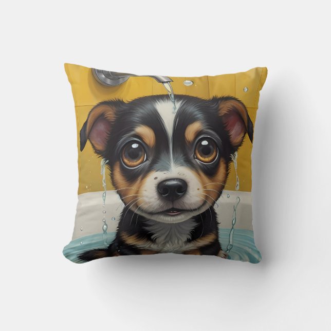 Animals Taking a Bath Funny Throw Pillow (Front)
