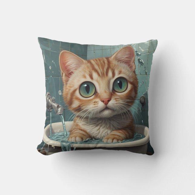 Animals Taking a Bath Funny Throw Pillow (Front)