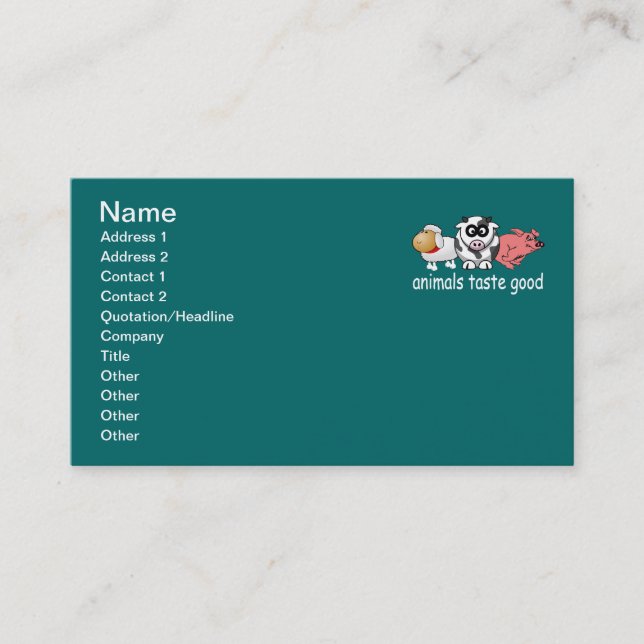 Animals Taste Good - Changeable Background Color Business Card (Front)