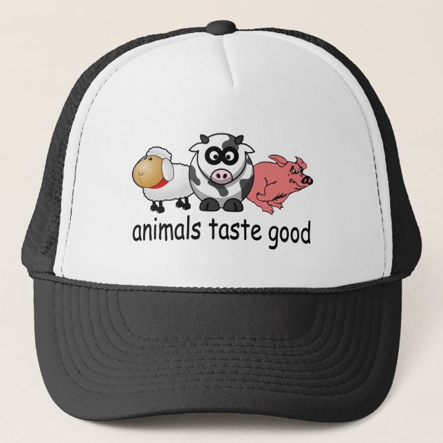 Animals Taste Good - Funny Meat Eaters Design Trucker Hat (Front)