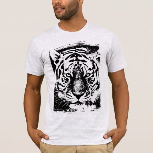 Animals Tiger Face Mens Short Sleeve Ash Grey T_Shirt