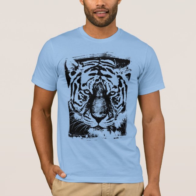 Animals Tiger Mens Short Sleeve Modern Baby Blue T-Shirt (Front)