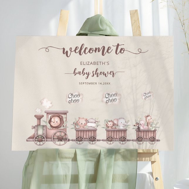 Animals Train Baby Shower Boho Welcome Foam Board (Creator Uploaded)