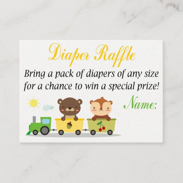 Animals train Diaper Raffle Tickets (Front)