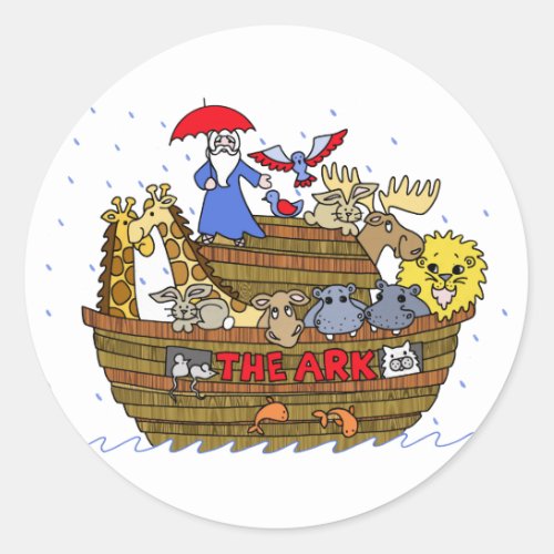 Animals Two by Two on Noahs Ark Classic Round Sticker