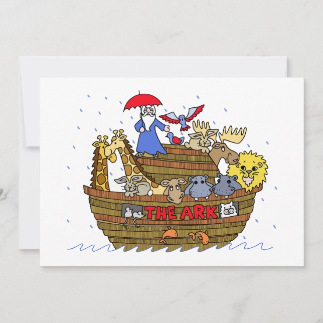 Animals Two by Two on Noah's Ark Invitation (Front)