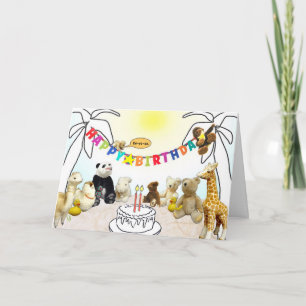 Animals Two Candles Birthday Card