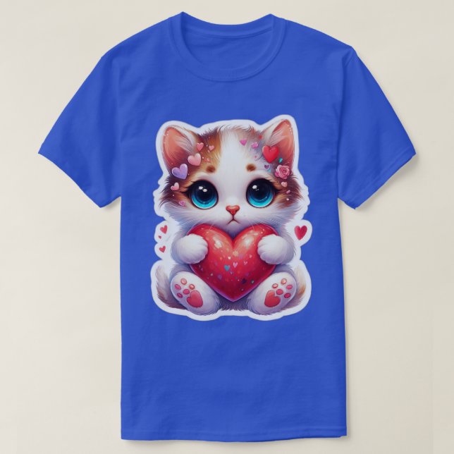 animals valentines day cute cat TShirt (Design Front)