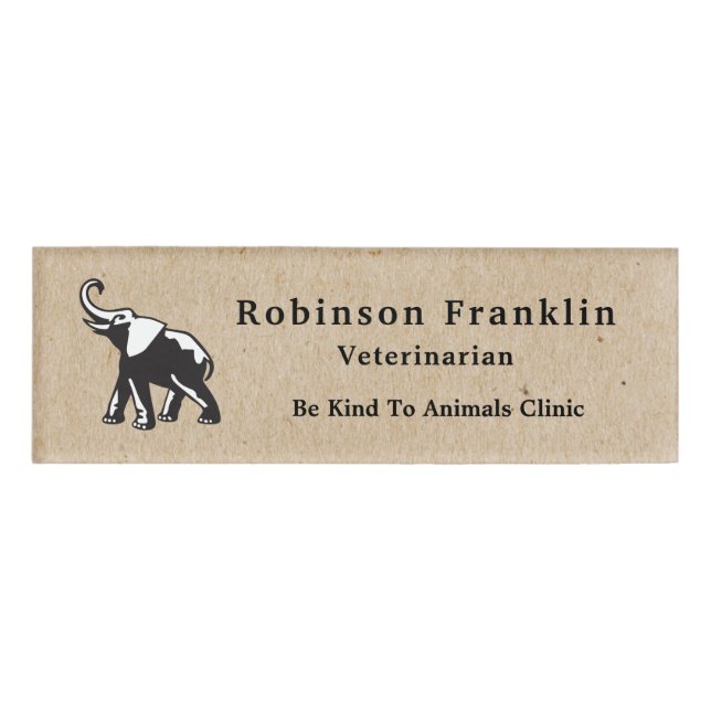 Animals Veterinarian Clinic Logo Employee Name Tag (Front)