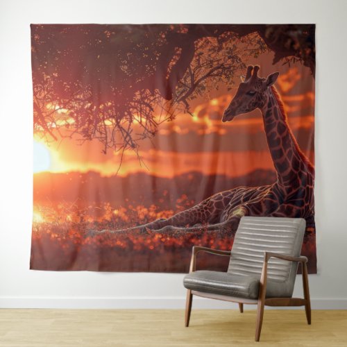 Animals Wall Art- Safari Giraffe Photo Tapestry