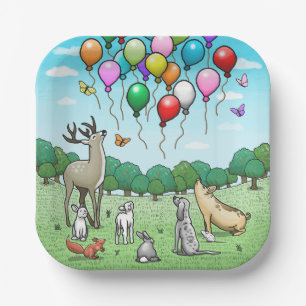 Animals Watch the Balloons Paper Plates