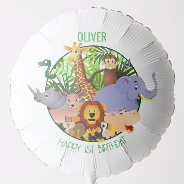 Animals Wild One Jungle greenery safari For kids Balloon (Front)