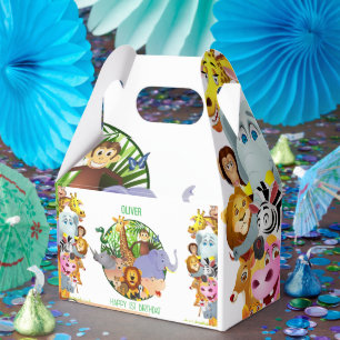 Animals Wild One Jungle greenery safari For kids Favor Boxes