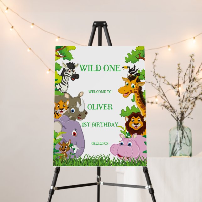 Animals Wild One Jungle greenery safari For kids Foam Board (In Situ (Stand))