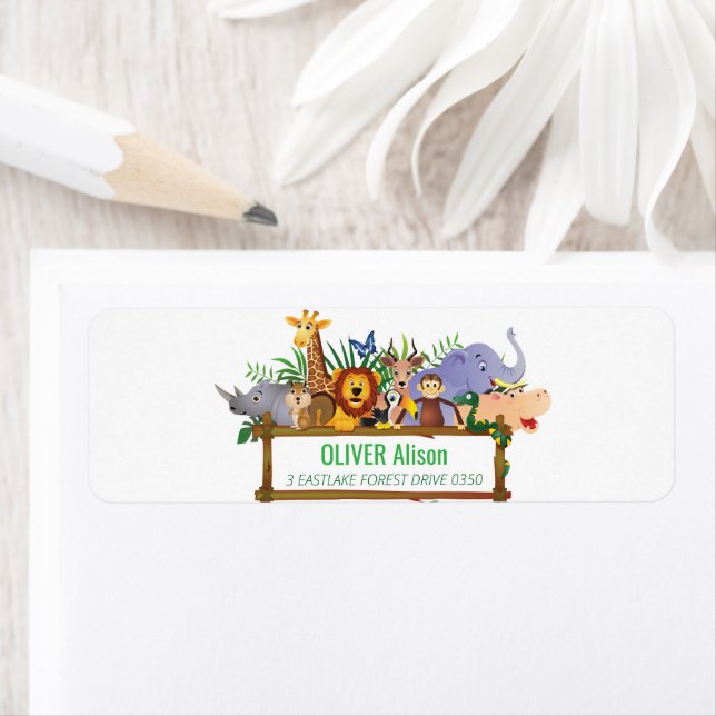 Animals Wild One Jungle greenery safari For kids Label (Insitu)