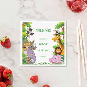 Animals Wild One Jungle greenery safari For kids Napkins