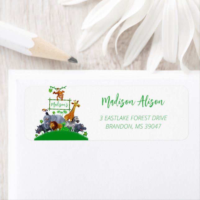  Animals Wild One Jungle greenery safari winter Label (Insitu)