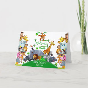 Animals Wild One Jungle greenery safari winter Letterpress Thank You Card