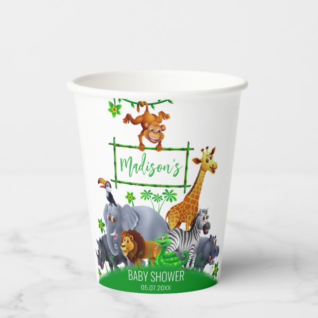 Animals Wild One Jungle greenery safari winter  Paper Cups (Front)