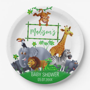 Animals Wild One Jungle greenery safari winter Paper Plates
