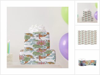 Animals, Wildlife, Nature, Floral Gift Wrap