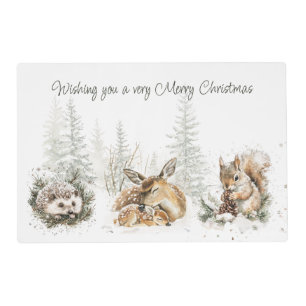 Animals Winter Forest Christmas Placemat