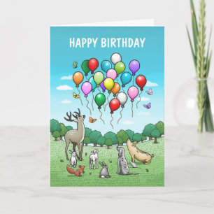 Animals with Balloons Birthday Card