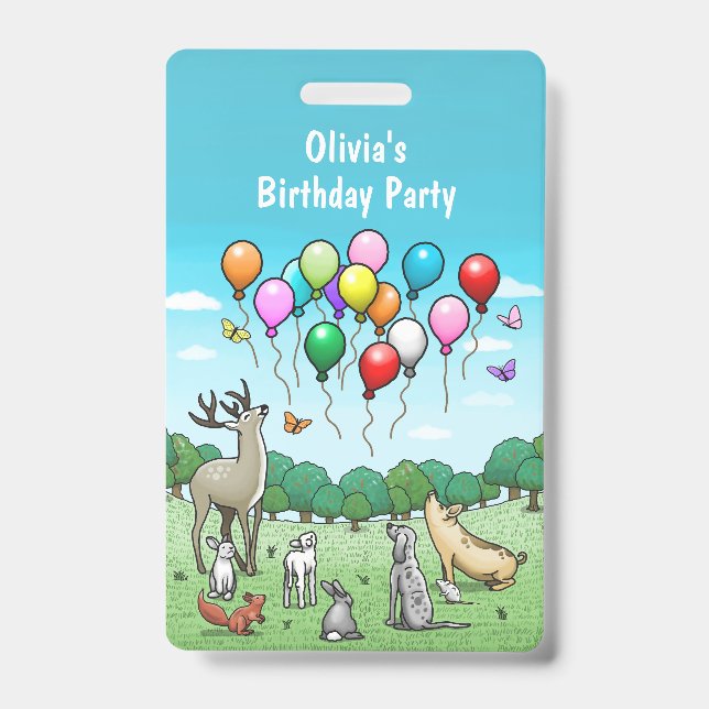 Animals with Colorful Balloons Badge (Front)