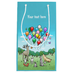 Animals with Colorful Birthday Balloons Small Gift Bag