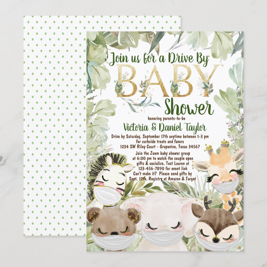 Animals With Mask Gender Neutral Covid Baby Shower Invitation Zazzle
