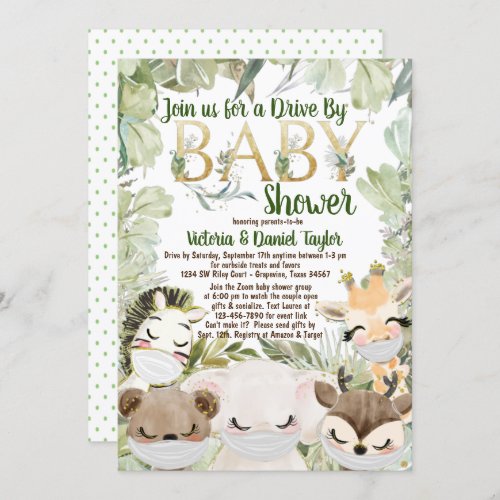 Animals With Mask Gender Neutral Covid Baby Shower Invitation
