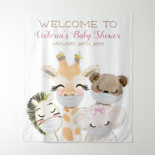 Animals With Mask Girl Baby Shower L Backdrop