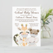 Animals with Masks Drive Through Covid Baby Shower Invitation (Standing Front)